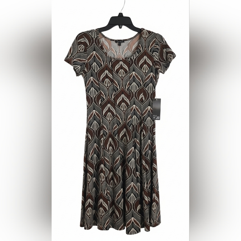 NEW Sami & Jo Black Brown White Pattern Pullover Petites Womens Size S